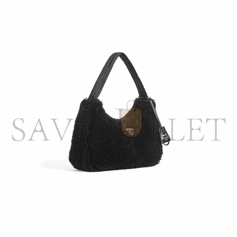 PRADA RE-EDITION 2000 SHEARLING SHOULDER BAG IN BLACK 1NE515 (23*14*5cm)